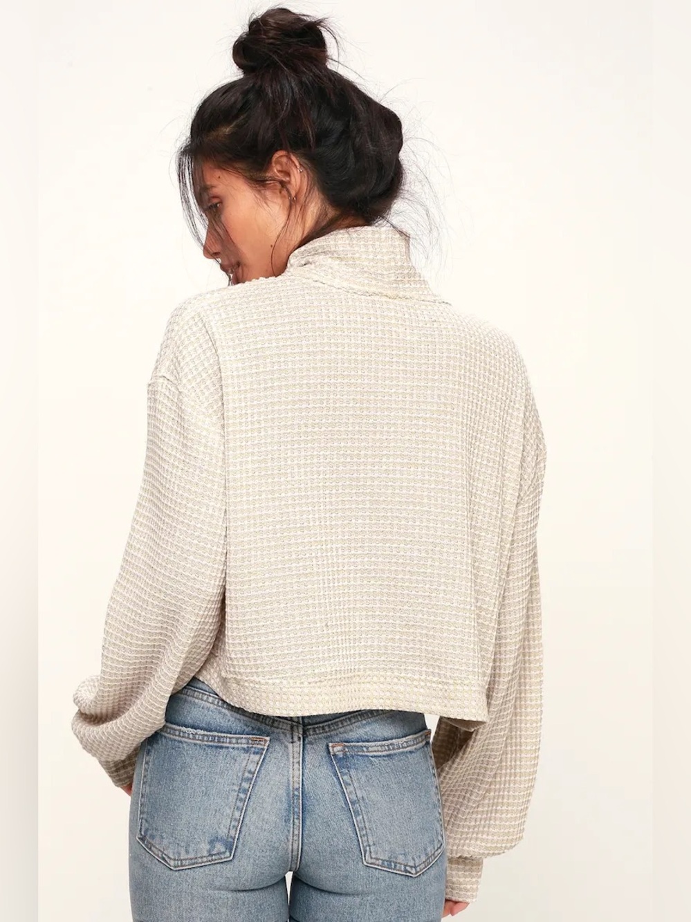 Free People BK White and Beige Turtleneck Long Sleeve Top $68MSRP - Picture 4 of 11